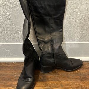 Zara Black Knee-High Leather Boots